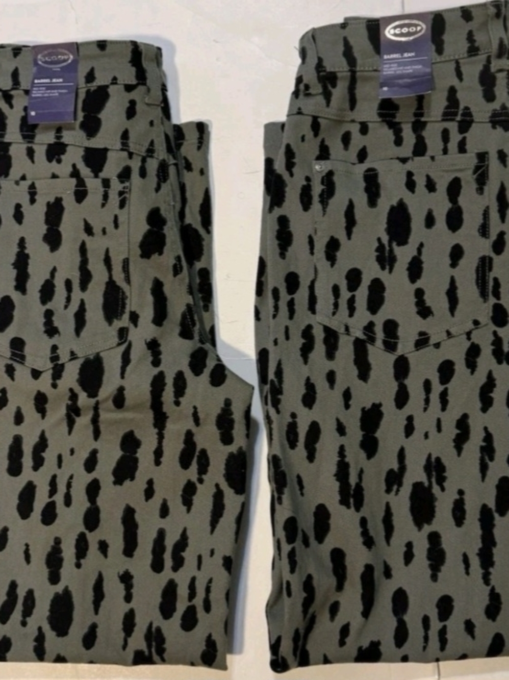 Green Animal Print Jeans with Black Spots